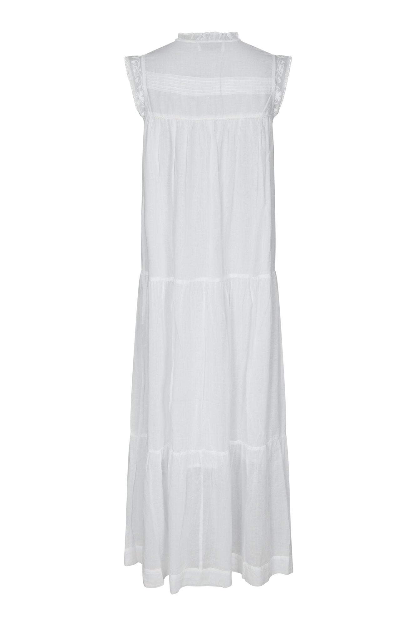 Veana S Voile lang kjole - hvid